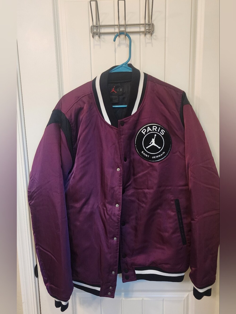 Jordan x PSG Varsity Bomber Jacket - Bordeaux / Black / Gold (Large)